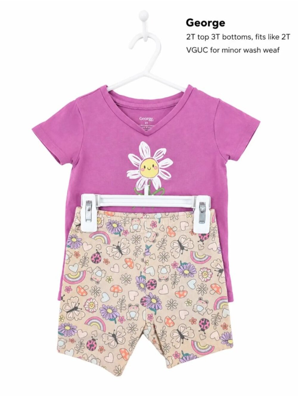 George Daisy T-Shirt and Bike Shorts Set 2T Girls Clothes